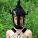 MOTH LAMP HAT -- Needle Felted Wool with golden crochetted light panels that moths are swarming around.