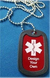 Emergency Medical Identification Necklace -- Laser Engraved -- (Made in the USA)