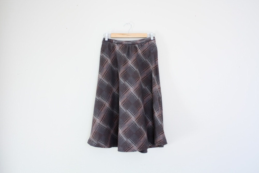 Vintage Plaid Wool Circle Skirt Size S/M