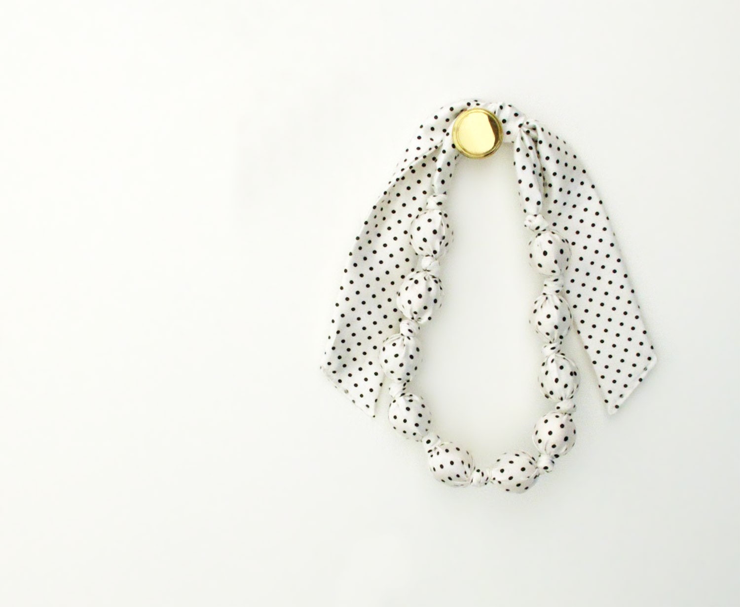 RESERVED Long fabric necklace Polca Dot