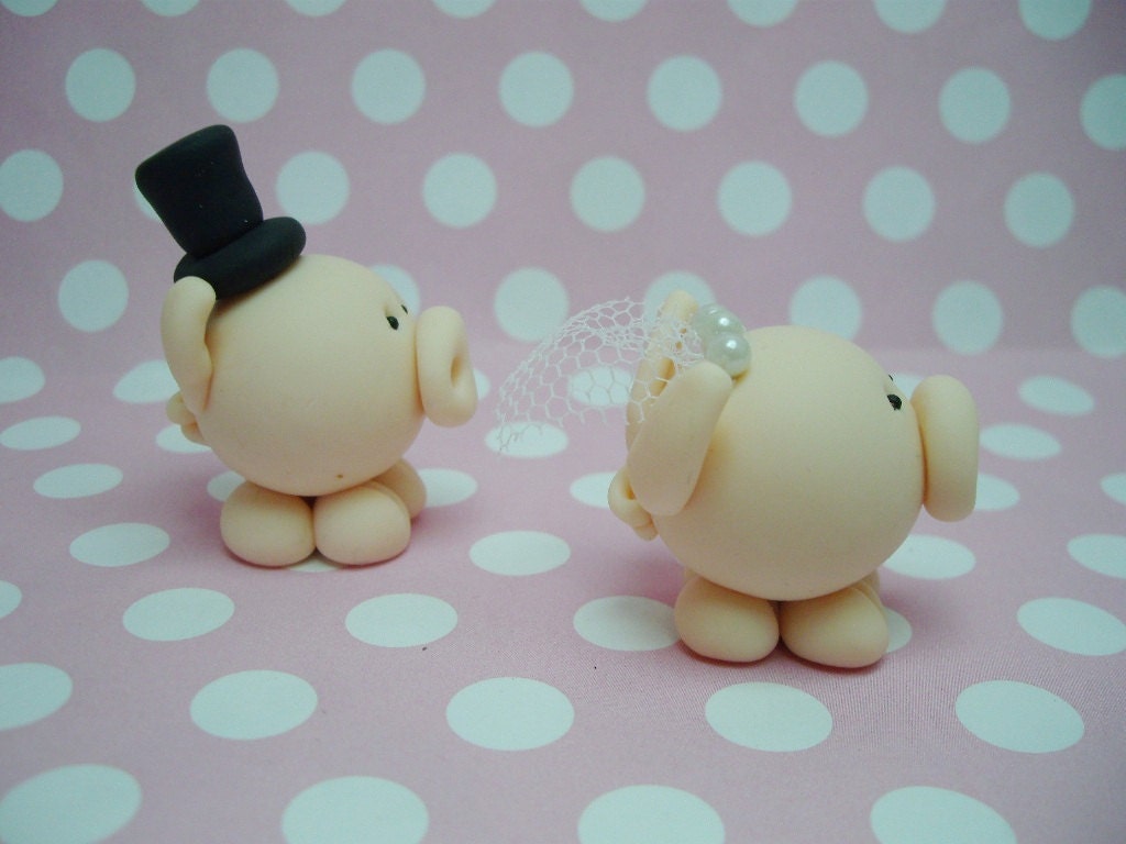 Polymer Clay Little Pig Wedding Cake Topper