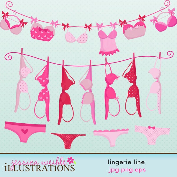 Lingerie Line Cute Digital Clipart for Card Design, Scrapbooking, and Web Design Il_170x135