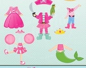 Girl Themed Frames Cute Digital Clipart for Card Design, Scrapbooking, and Web Design Il_170x135
