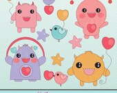 Love Monsters Cute Digital Clipart for Card Design, Scrapbooking, and Web Design Il_170x135