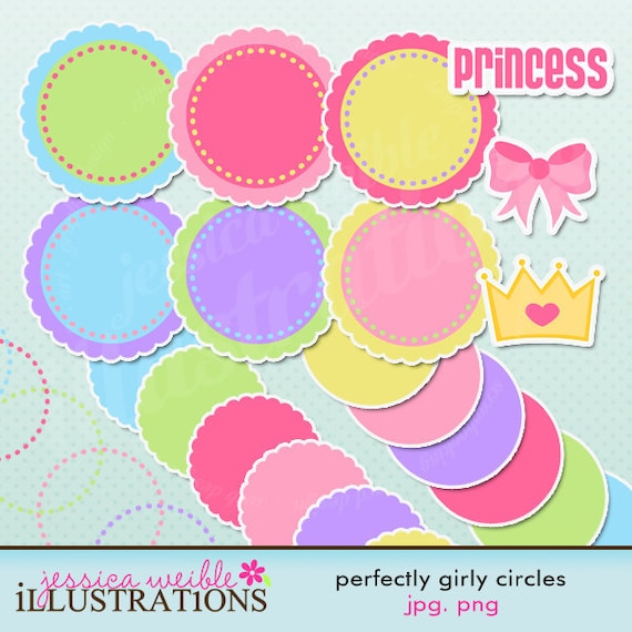 Perfectly Girly Mix N Match Circles, Frames Build your own Labels and Toppers Il_570xn
