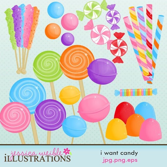 I Want Candy Cute Digital Clipart for Card Design, Scrapbooking, and Web Design Il_570xn