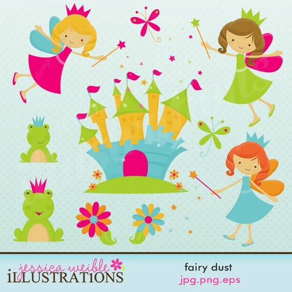 Fairy Dust Cute Digital Clipart for Card Design, Scrapbooking, and Web Design Il_570xn