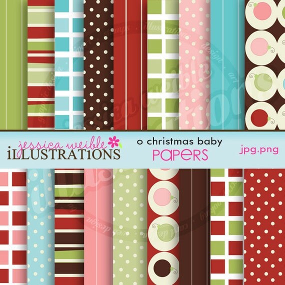 O Christmas Baby Cute Digital Backgrounds for Card Design, Scrapbooking, and Web Design Il_570xn