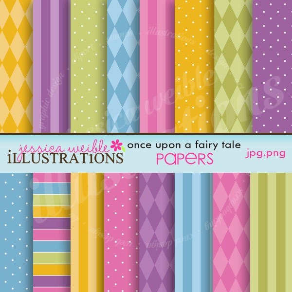 Once Upon a Fairy Tale Cute Digital Backgrounds for Card Design, Scrapbooking, and Web Design Il_570xn