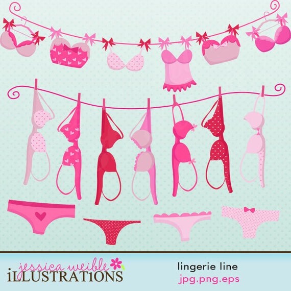 Lingerie Line Cute Digital Clipart for Card Design, Scrapbooking, and Web Design Il_570xn