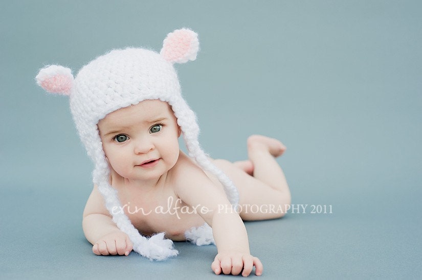 Lamb Sheep prop hat...  Custom Made Hat Newborn to 18 mo size with diaper cover