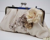 Bride's cream clutch bag