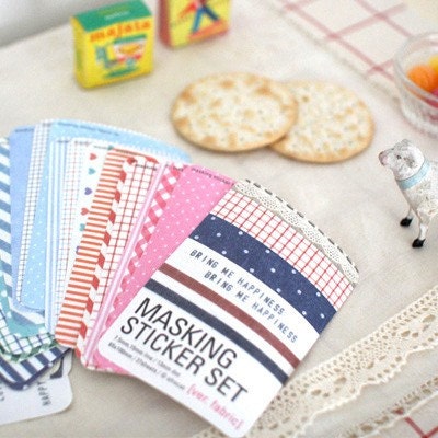 Fabric Pattern Masking Tape Stickers REFILL (27 sheets)