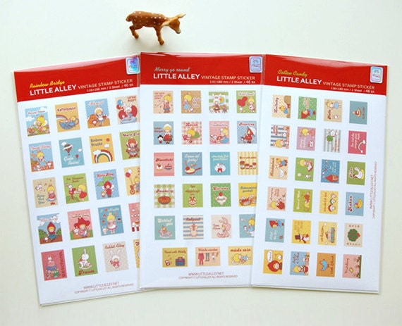 Little Alley Stamp style Stickers set (6 sheets)