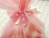 Polka Dot Pink Ribbon Clear Ties (20 pcs)