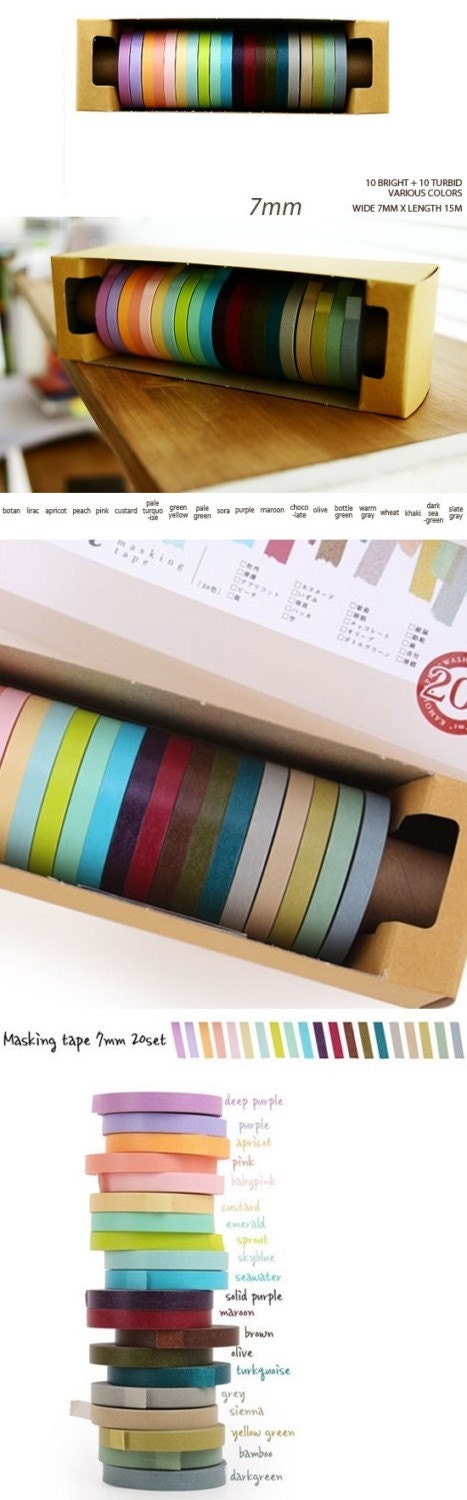 Bright and Turbid Colors 7 mm Masking Tape Set (20 pcs)