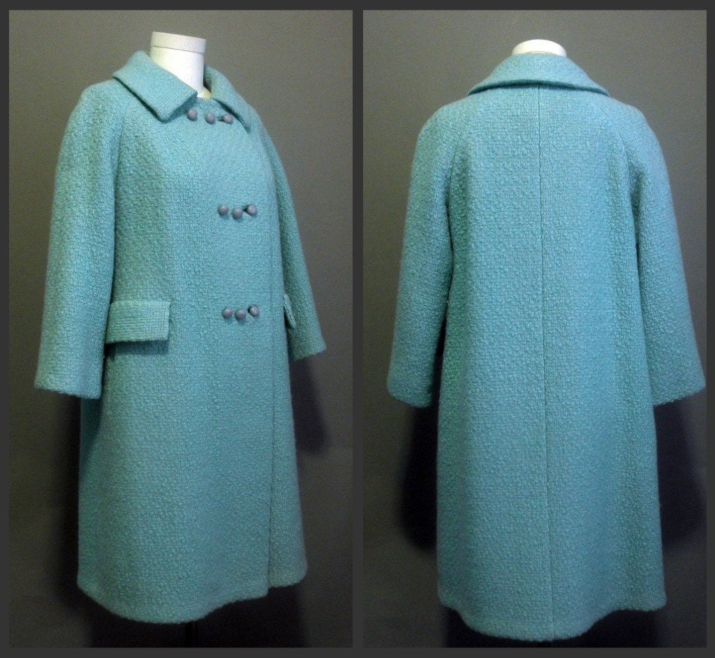 vintage 1960's Mint Green Wool Coat