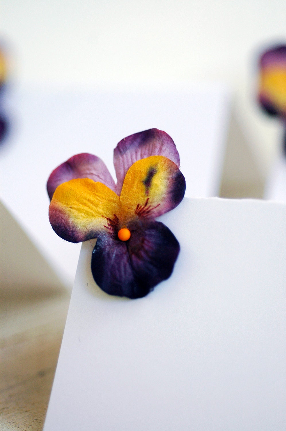 Set of 10 - Purple Paper Viola Place cards Summer Wedding Dinner Party Garden Party escort
