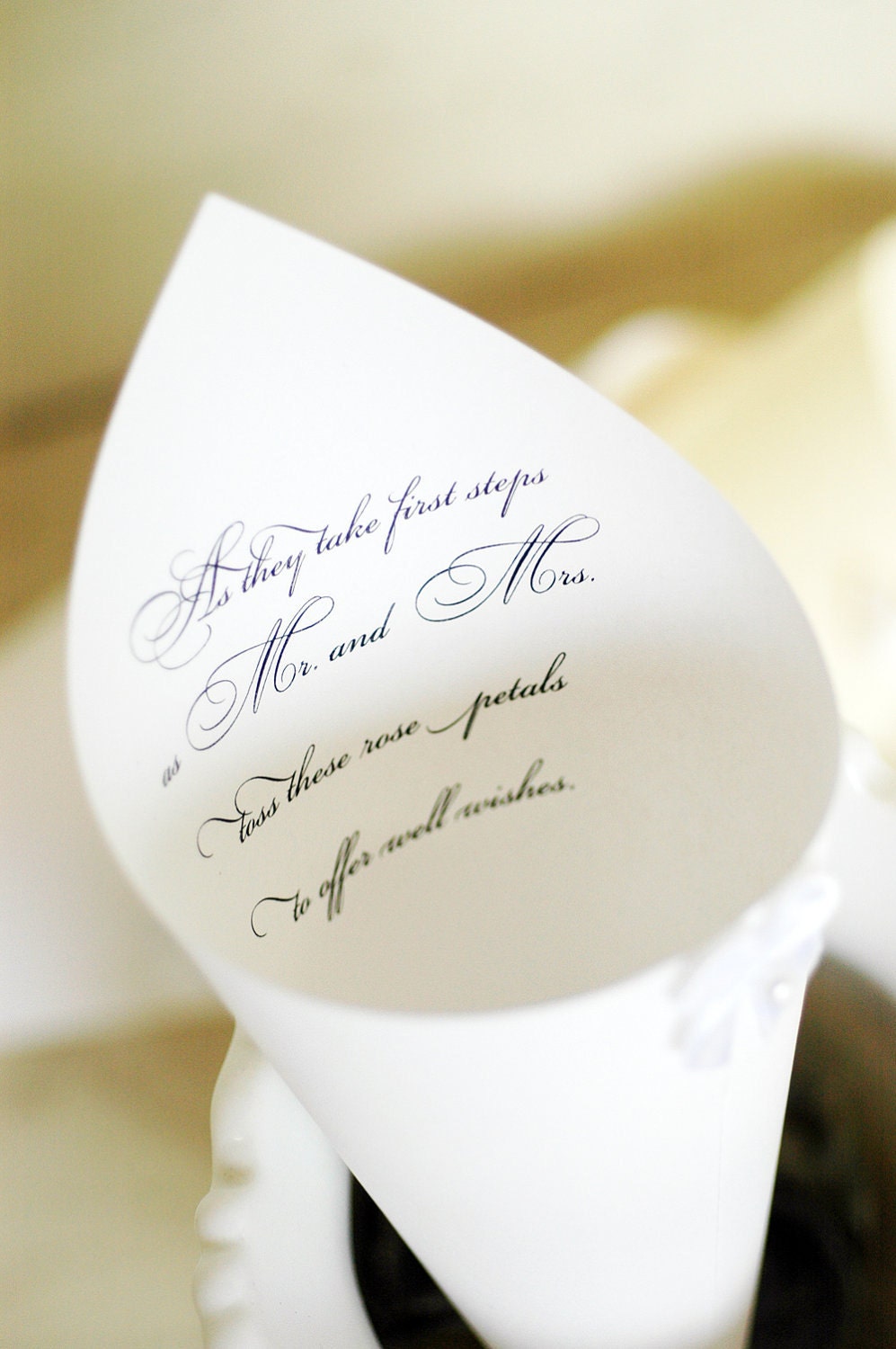 Set of 100 Cones-Bow with Pearl Accent Petal Cones or Cones for Candy Bar Buffet at Wedding or Event