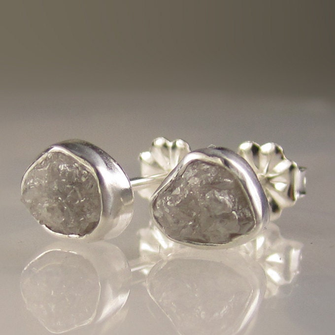 Natural Rough Diamond Earrings