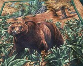Handmade Cotton Pillow Cover Grizzly Bear 16 x 16 inches