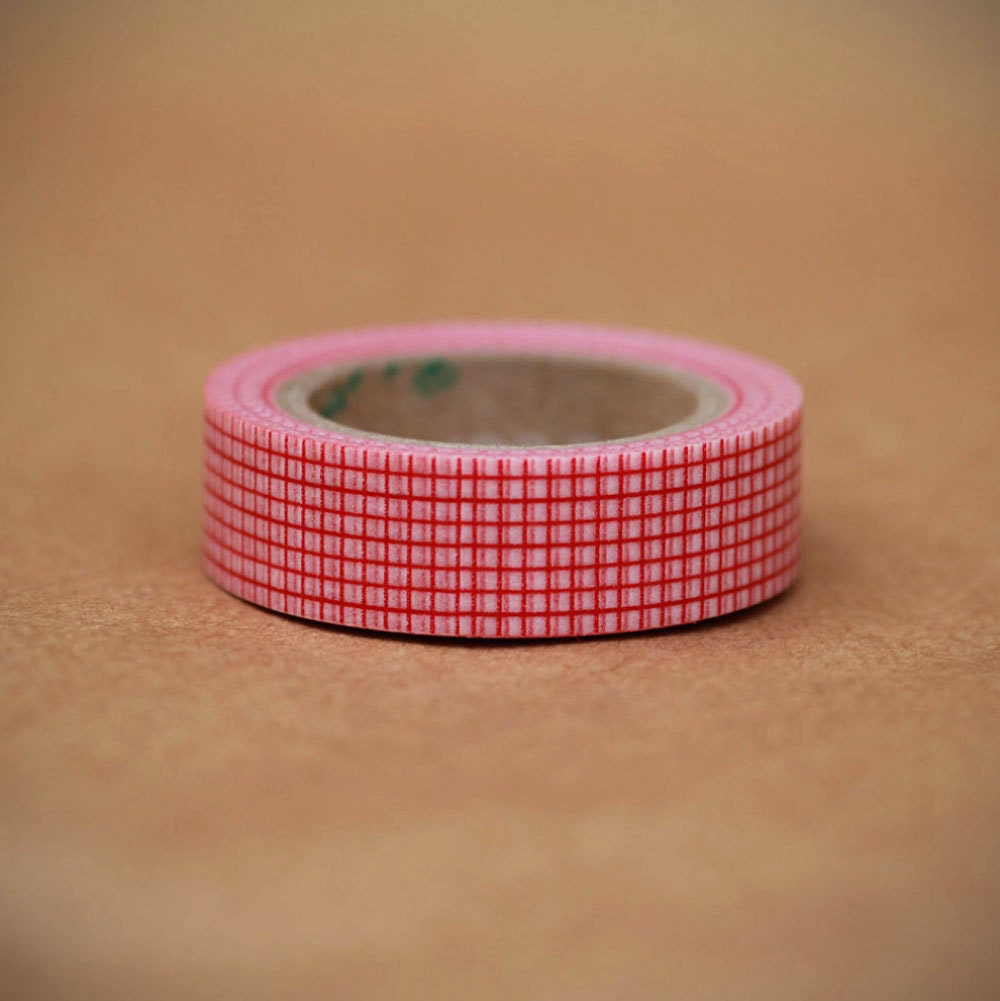 Cherry Grid Washi Tape-  Single Roll 15 mm