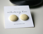 Nickel-Free Fabric Button Earrings - Yellow Gingham