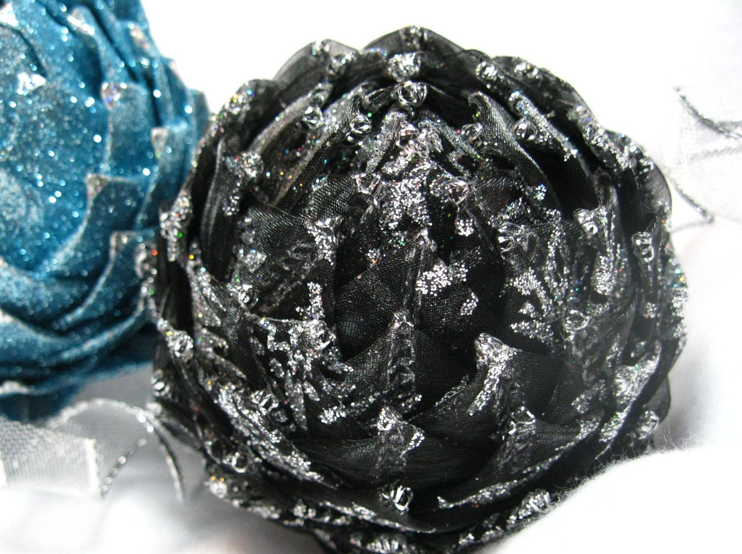 silver and black unique Christmas ornament, snowflake
