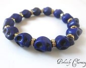 Bracelet PURPLE SUGAR SKULLS Day of the Dead Skull Tribal Beaded Bracelet