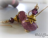 SALE.....Earrings PURPLEBERRY 14K Gold Filled and Swarovski Crystal