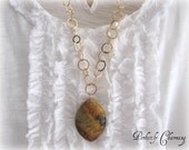 Only One Available - Necklace PICASSO DROP Luxe Picasso Jasper and Gold