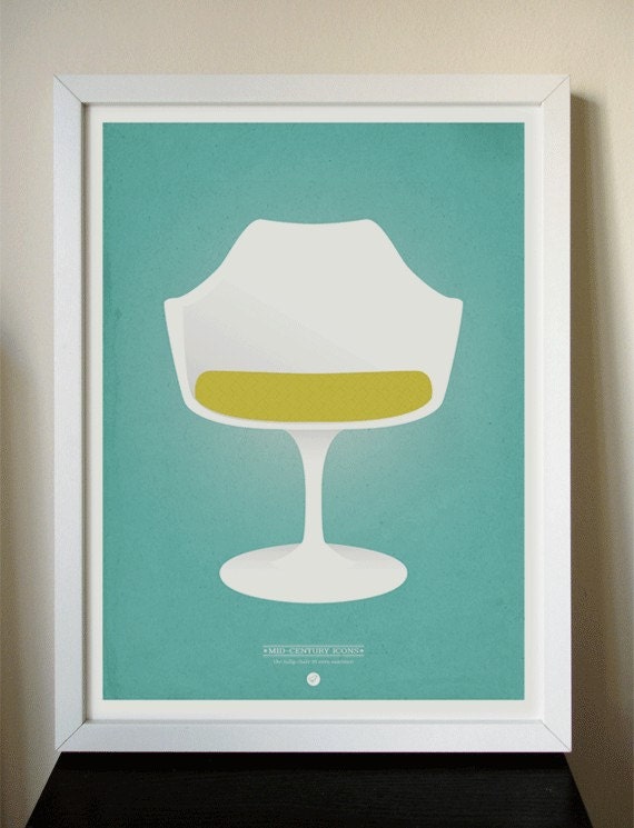 12x16 Giclee Affordable Art Print - Mid Century Icon Tulip Chair