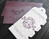 As Seen on Style Me Pretty - Lola Wedding Invitation Suite - Tag Style - Eggplant, Ivory and Silver