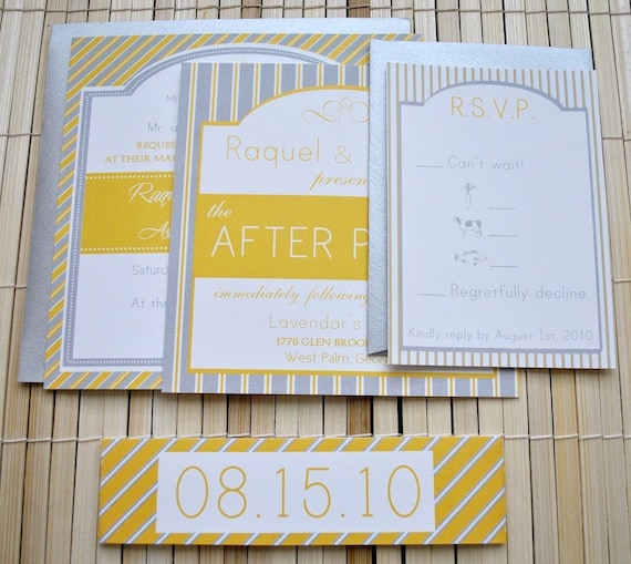 Augusta Wedding Invitation Suite yellow, grey silver white