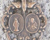 Miraculous Medal & Scapular Medal Holy Spirit Solid Bronze and Sterling Silver Antique Replica