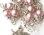 Pink Pearl Rosary Bracelet, Swarovski Crystal, Unbreakable, Catholic, Miraculous Medal, Crucifix, Blessed Mother, One Decade