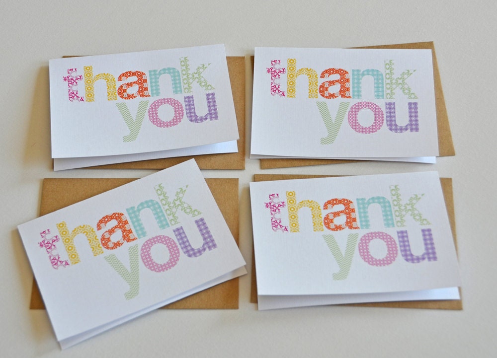 Set of 8, Thank you, blank note cards. 9 envelopes.