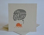 Single, square card with envelope. The Ardvark. Blank inside.