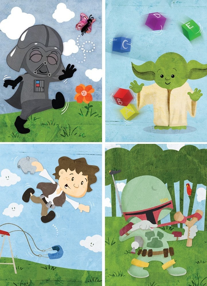 Baby Star Wars wall art - Set of eight 5x7 prints