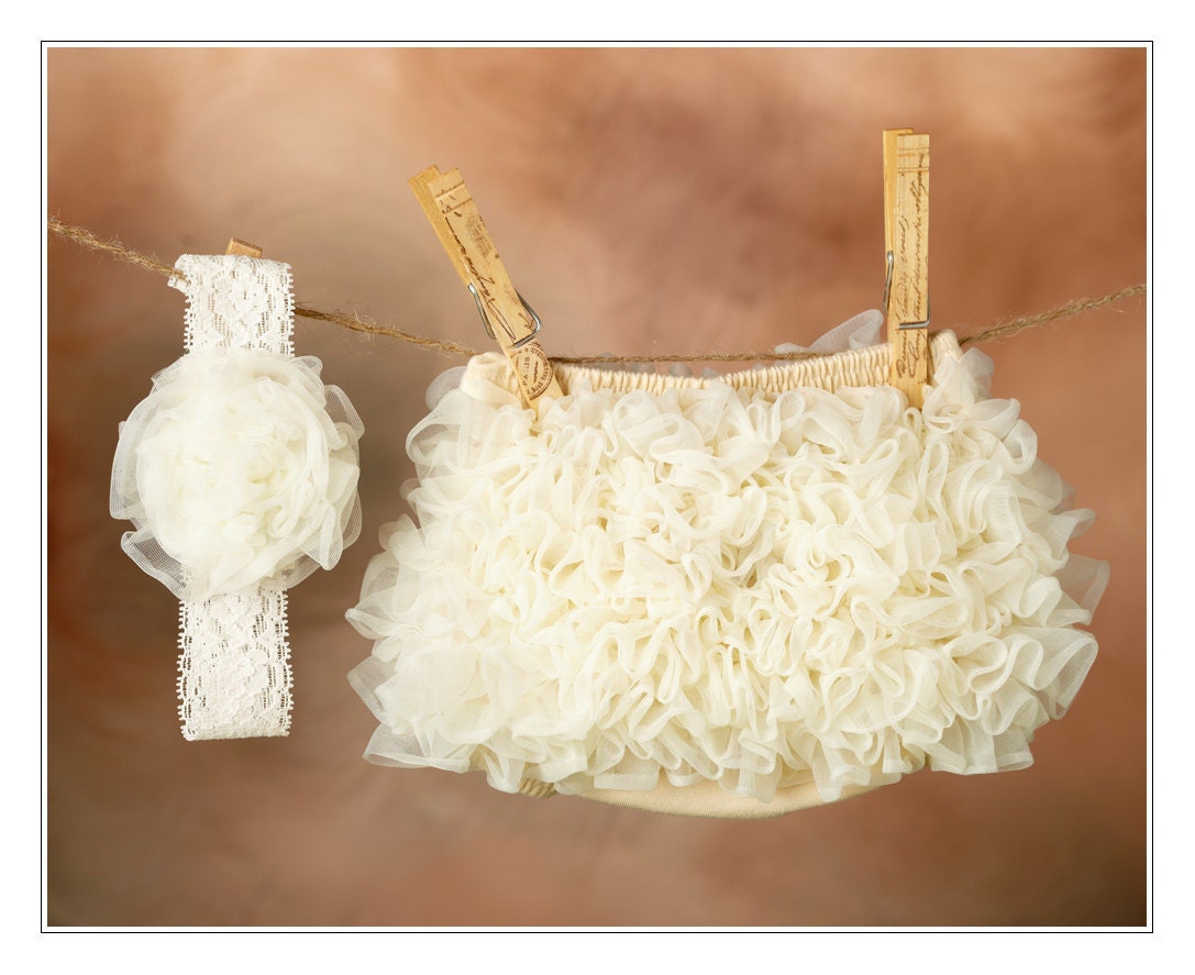 Ruffle Diaper Cover with ruffles on FRONT and  BACK  - Matching Ruffle Headband - choose your color