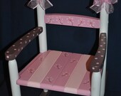 Kids Custom Hand Painted Girls Rocking Chair with Pink and Brown Floral Design