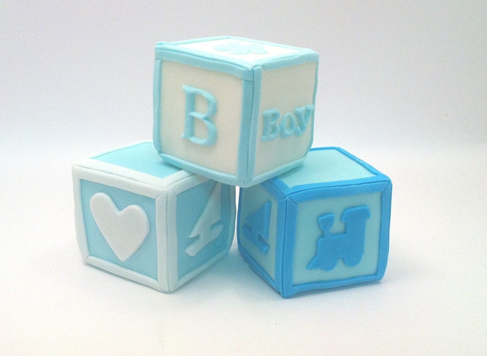 Fondant Baby blocks for Baby Shower or first baby birthday Set of 3 Il_170x135