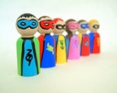 The Super squad - Super Hero Set Of 6 - Wooden Dolls - Party Favors
