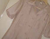 VINTAGE SILK DRESS  vintage dress large size  60s beige lady like