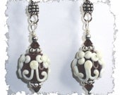Fabrege Egg ... Delicious chocolate SRA lampwork Egg Swarovski crystal elements on SS Earrings