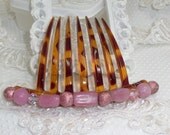 Cotton Candy Pink Hand beaded French Twist Updo Hair Comb Fascinator
