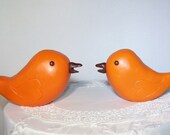 Custom Wedding Cake Topper Singing Love Birds with Heart Carved Wings