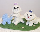 Custom Dog Wedding Cake Topper - Maltese Dog Family