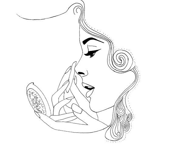 Wall art - Matte Print 8 x 8 -  Nouveau Lady Pencil Drawing - Home Decor