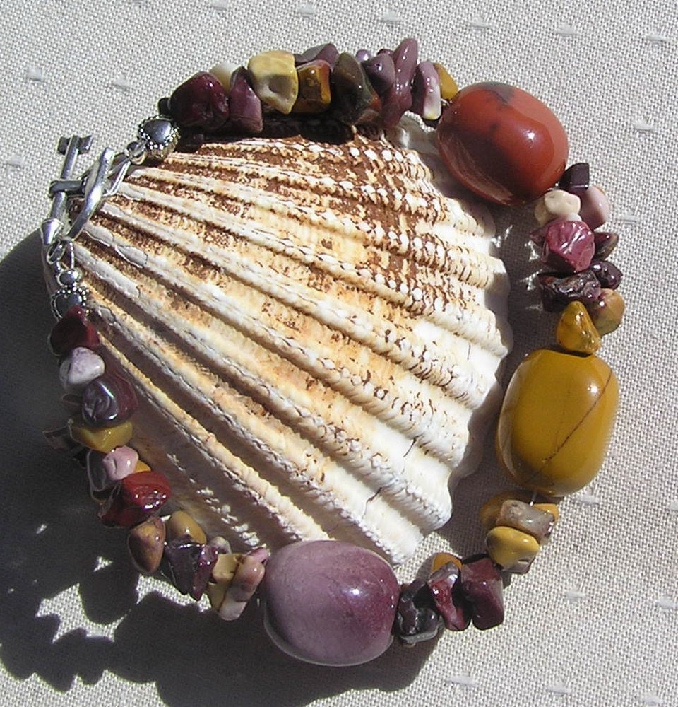 Mookaite Jasper Crystal Gemstone Bracelet  - "Sandscript" - OOAK
